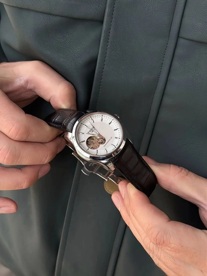 Tissot мужские наручные часы, классический дизайн, механический механизм, эко-кожаный ремешок — BRANDLU-REMTESTURLI-БЕЛЫЙ