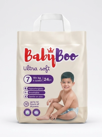 Подгузники BabyBoo UltraSoft №7, 18 + кг, 24 шт