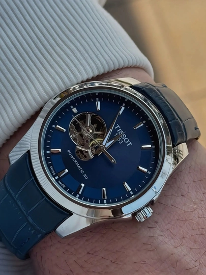 Tissot мужские наручные часы, классический дизайн, механический механизм, эко-кожаный ремешок — BRANDLU-REMTESTURLI-СИНИЙ