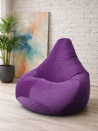Кресло мешок "XXL" Beanbag - бинбег из мебельного велюра — PUFFIKI-2XLВЕЛЮР-ФИОЛЕТ