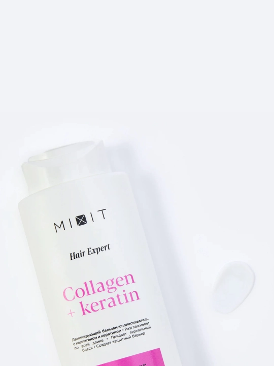 MIXIT Kollagen va keratin bilan laminatsiya qiluvchi balzam-konditsioner 400 ml