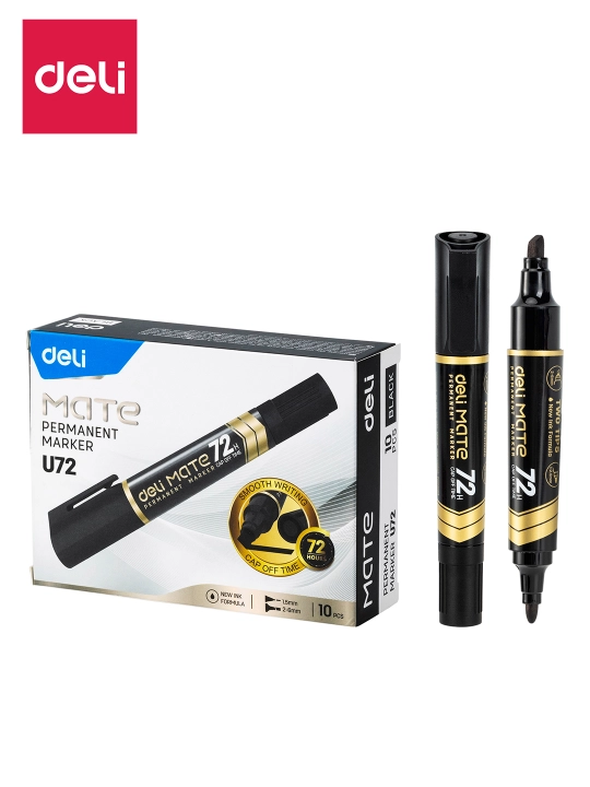 Двусторонний перманентный маркер (черный) U72-BK Deli, 72-BK-EU - 