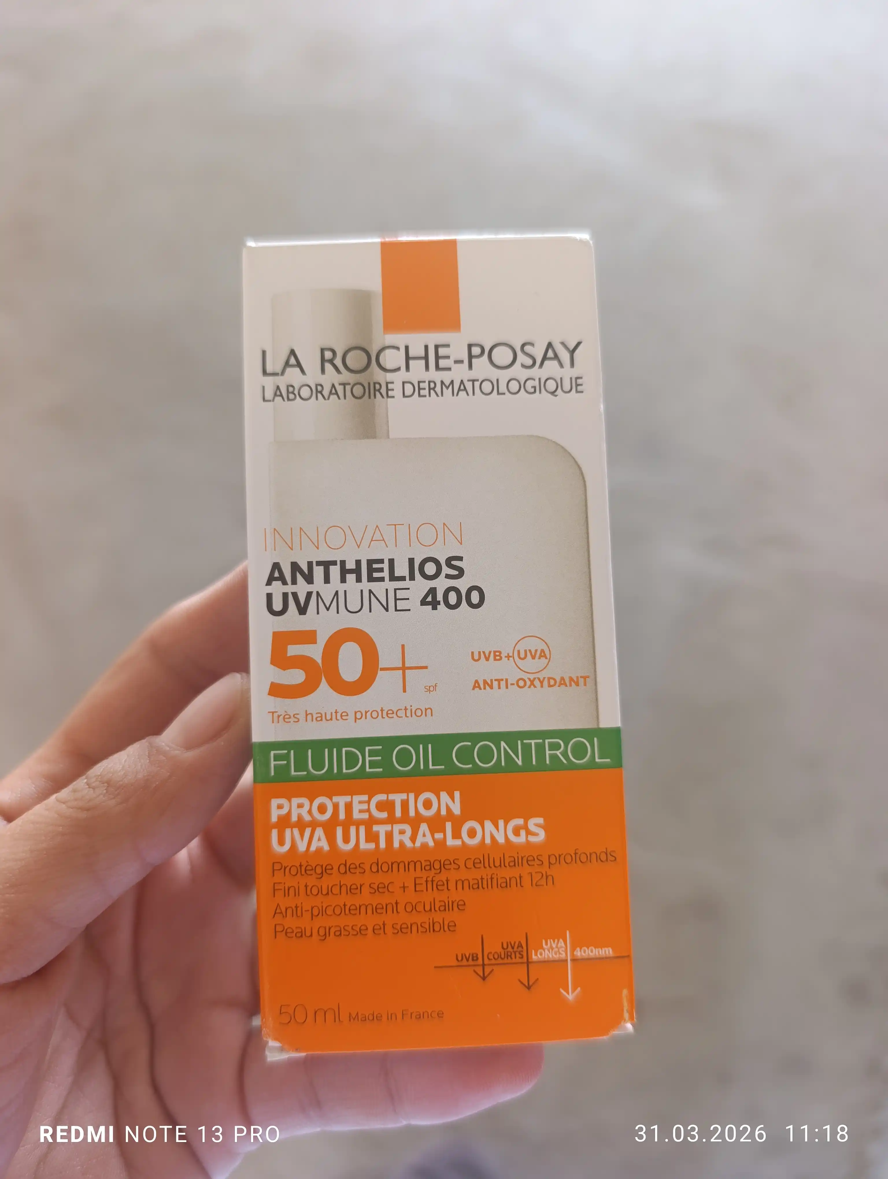 Yuz uchun quyoshdan himoya qiluvchi matlashtiruvchi suyuqlik SPF  50+ / PPD 56, LA ROCHE-POSAY ANTHELIOS UVMUNE 400, 50 ml