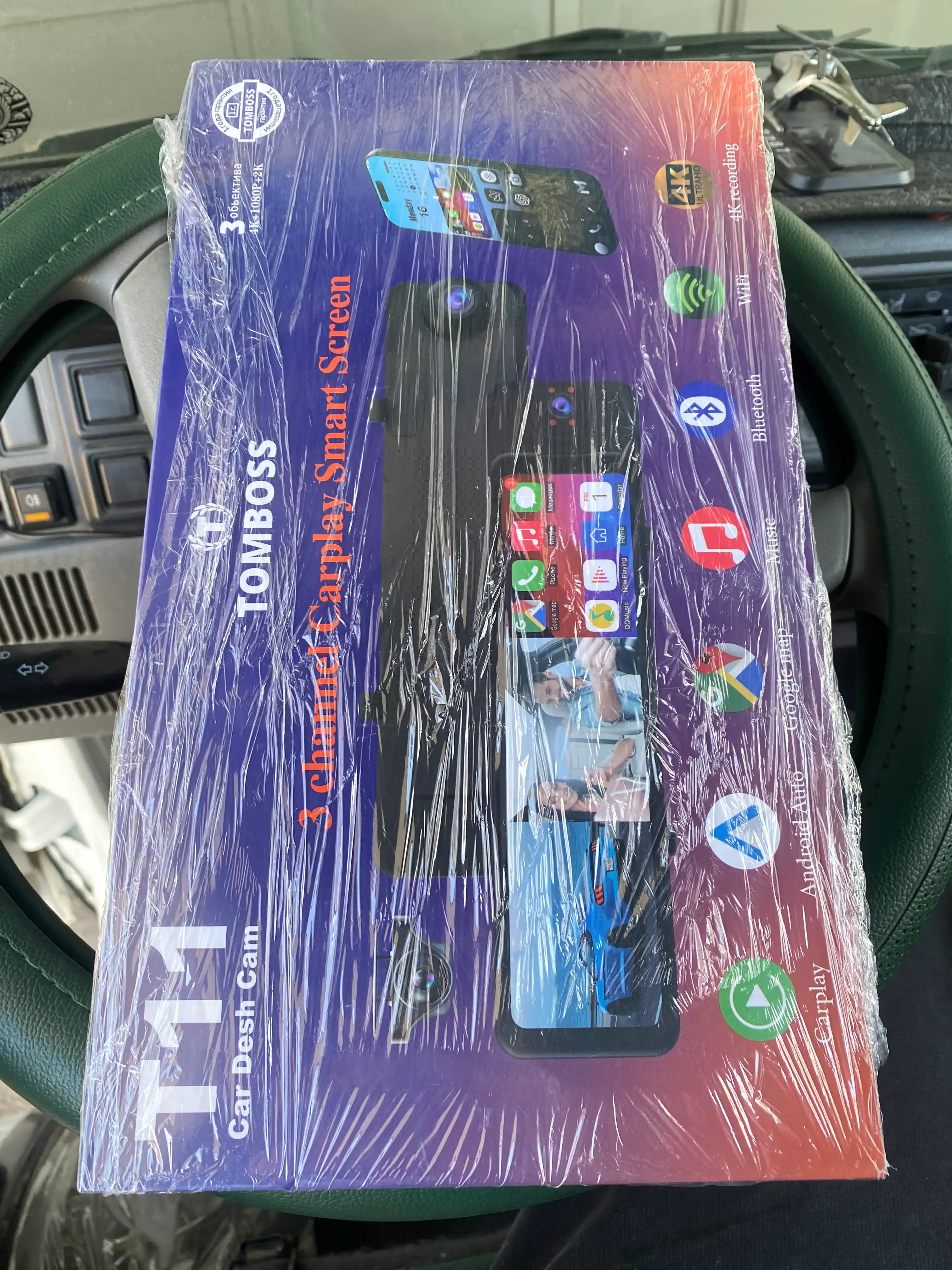 Видеорегистратор 3 камеры TOMBOSS T11, Wi-Fi наблюдение, Антирадар, Carplay