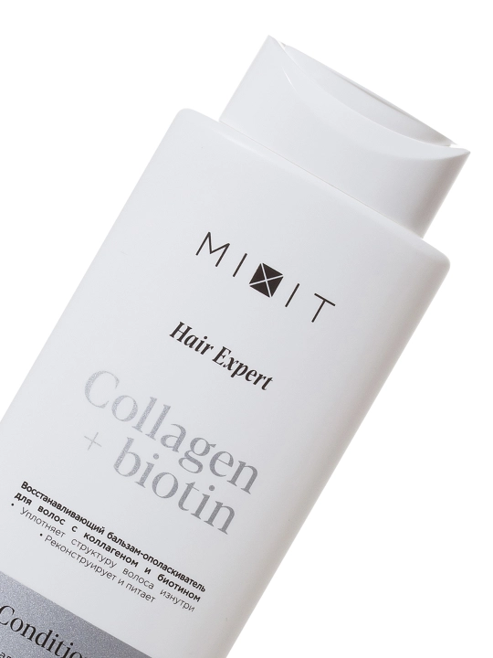 MIXIT Soch uchun tiklovchi balzam- chayish vositasi, kollagen va biotin bilan, 400 ml