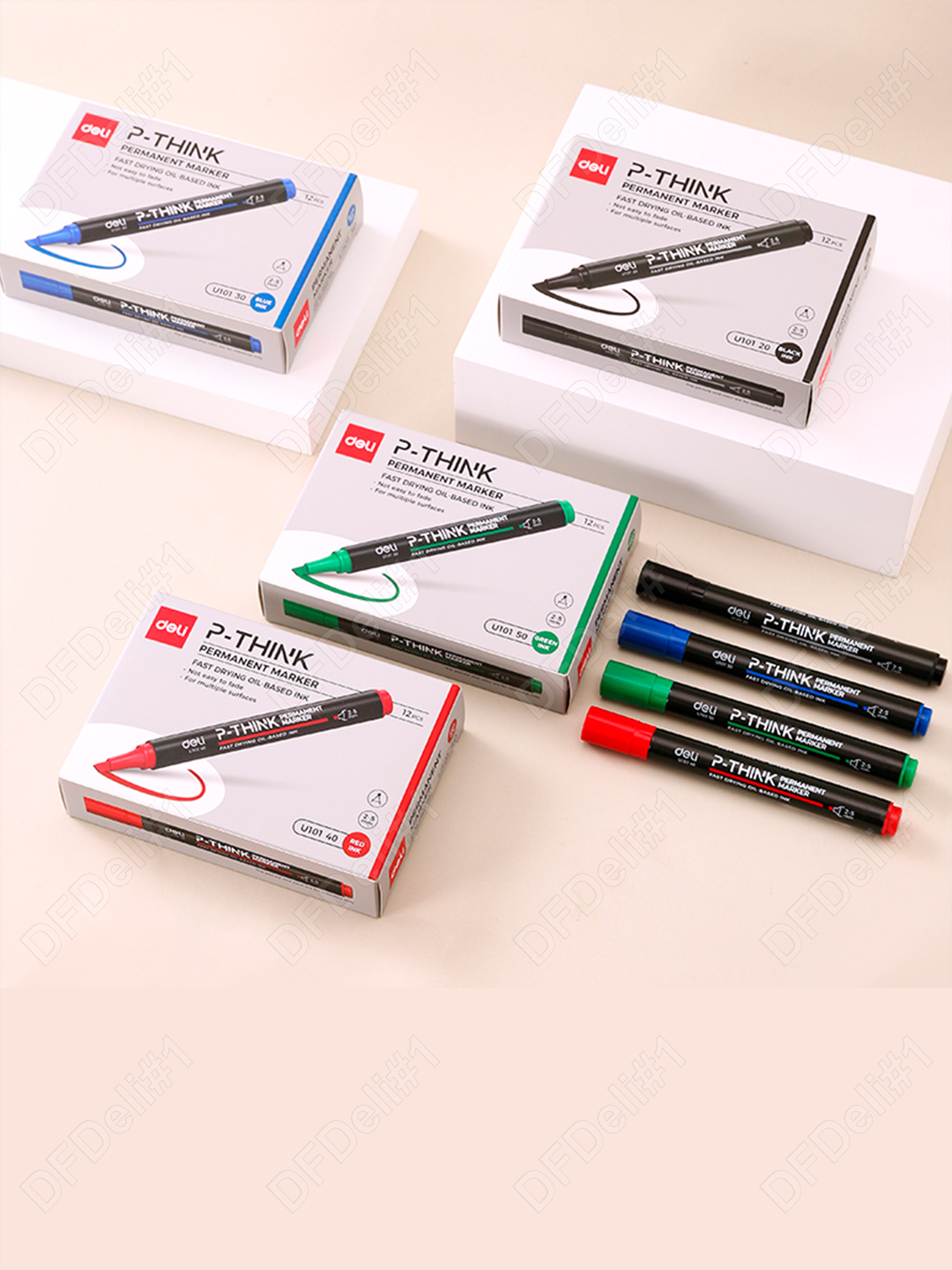 Qiyshiq permanent marker (yashil) 10150 Deli, 10150-EUGN