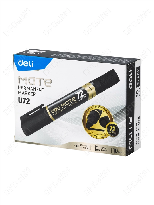 Ikki tomonlama permanent marker (qora) U72-BK Deli, 72-BK-EU