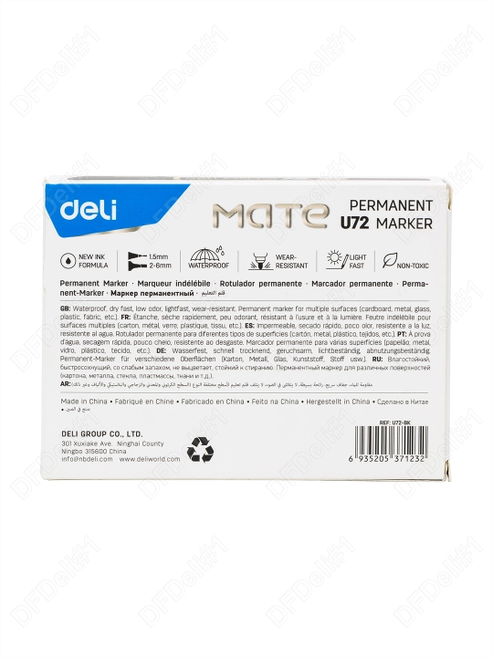 Ikki tomonlama permanent marker (qora) U72-BK Deli, 72-BK-EU