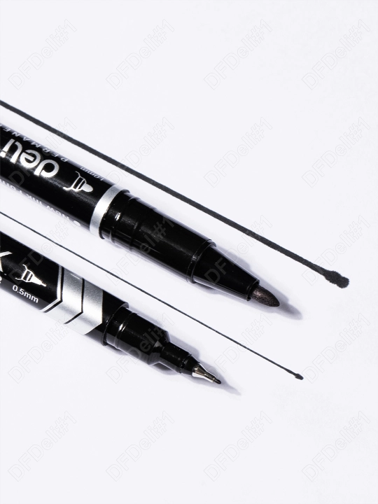 Ikki tomonlama permanent marker (qora) U211-BK Deli, 211-BK-U