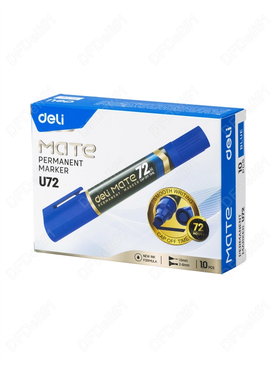 Ikki tomonlama permanent marker (ko'k) U72-BL Deli, 72-BL-EU