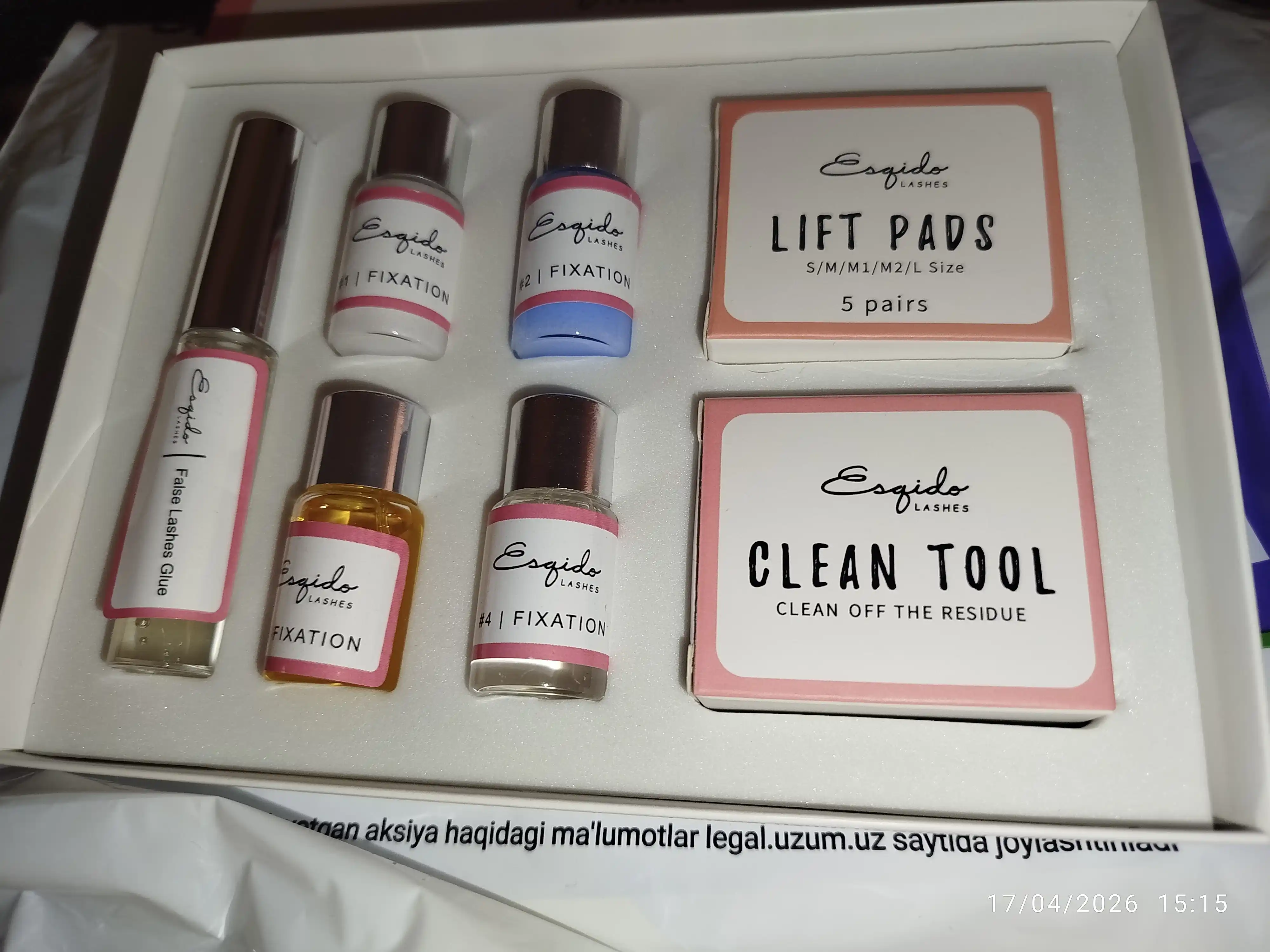 Kiprik va qoshlarni laminatsiyalash uchun laminatsiya to'plami, Esqido