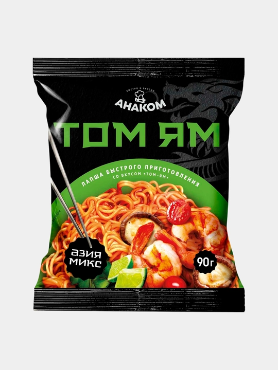 Лапша быстрого приготовления со вкусом Том-Ям в лотке 90 г АНАКОМ - 