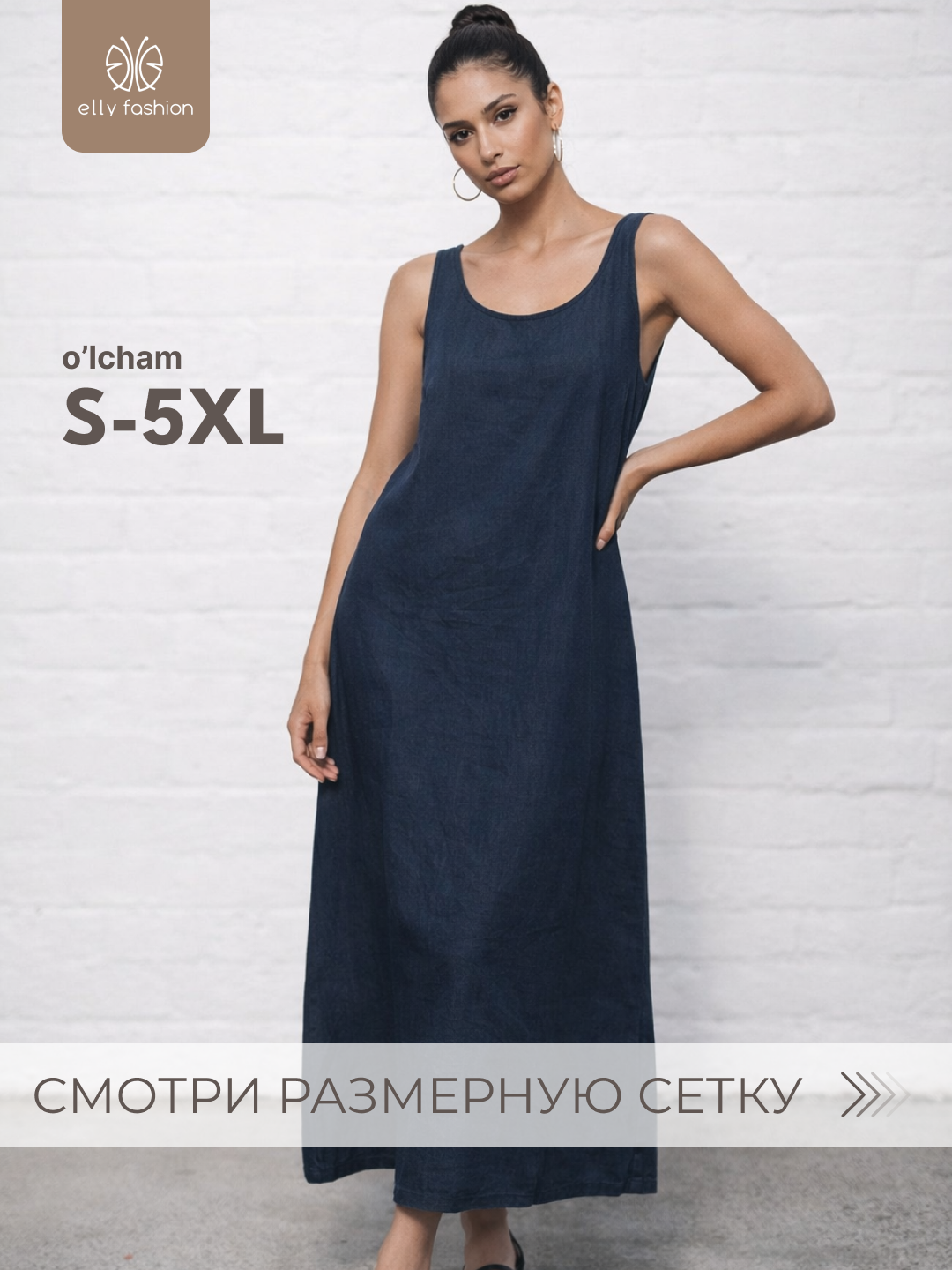 Yozgi  sarafan ayollar uchun, zig‘ir — ELLY FASHION - 