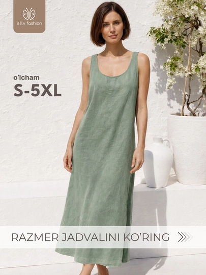 Женское платье летнее, сарафан в стиле Бохо, лен-хлопок — EllyFashion