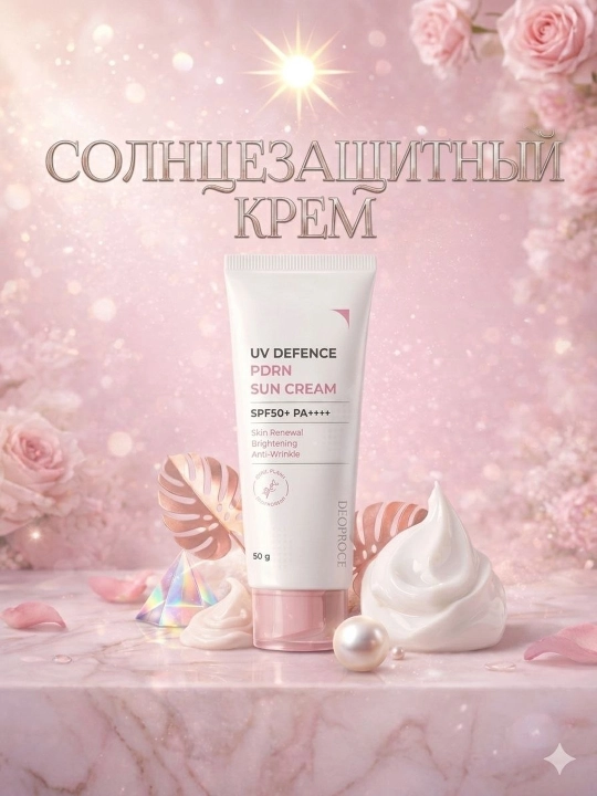 Солнцезащитный крем DeoProce UV DEFENCE PDRN 50 г - 
