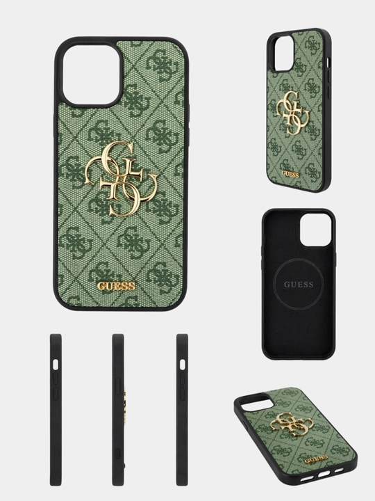 IPhone X-14 Pro va Pro Max uchun Guess logotipi va naqshli g‘ilof — uslub va himoya - 