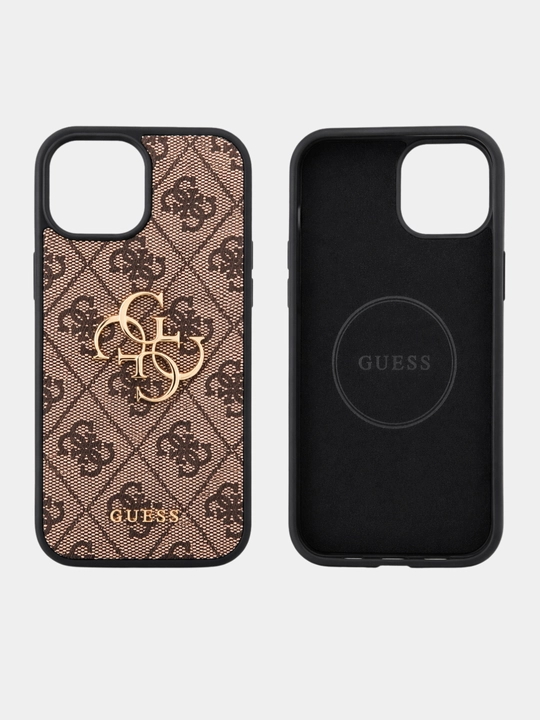IPhone X-14 Pro va Pro Max uchun Guess logotipi va naqshli g‘ilof — uslub va himoya - 
