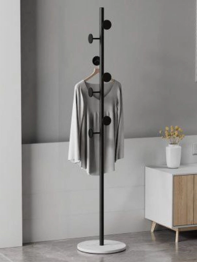 Стойка для одежды с полками, вешалка напольная, металлическая, coat rack — DLYADOM-VISHELKA-ЧЕРН
