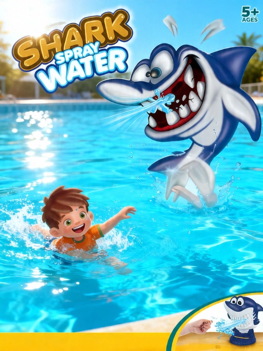 Purkayotgan Akula o'yini oilaviy suvli (Splashing Shark) - 
