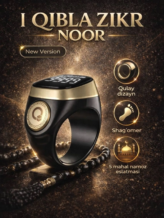 Tasbeh, elektron tasbeh, Zikr Ring Noor 2 smart uzuk,2tasi 1da hisoblagich va shagomer - 