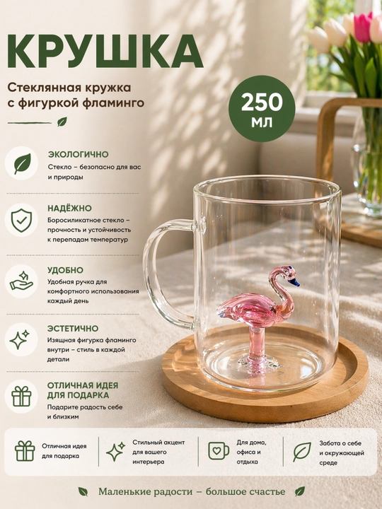 Shisha stakan bambuk qopqoq va turbuchka bilan, kofe va choy uchun, 500 ml, to'lqinsimon - 