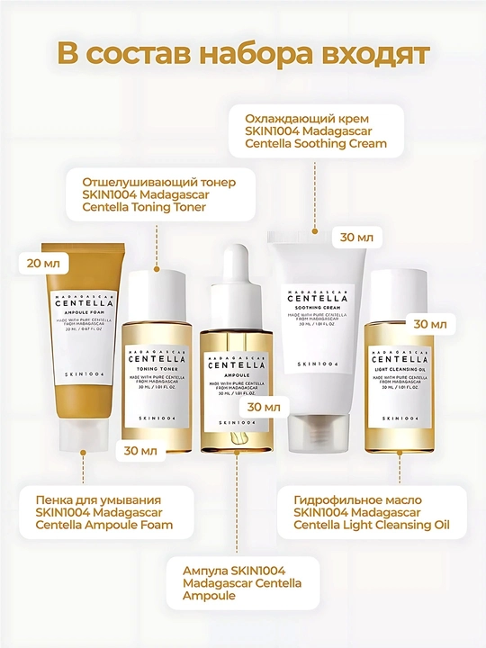 Набор для ухода за кожей Skin 1004 Madagascar Centella Travel Kit, мини сет