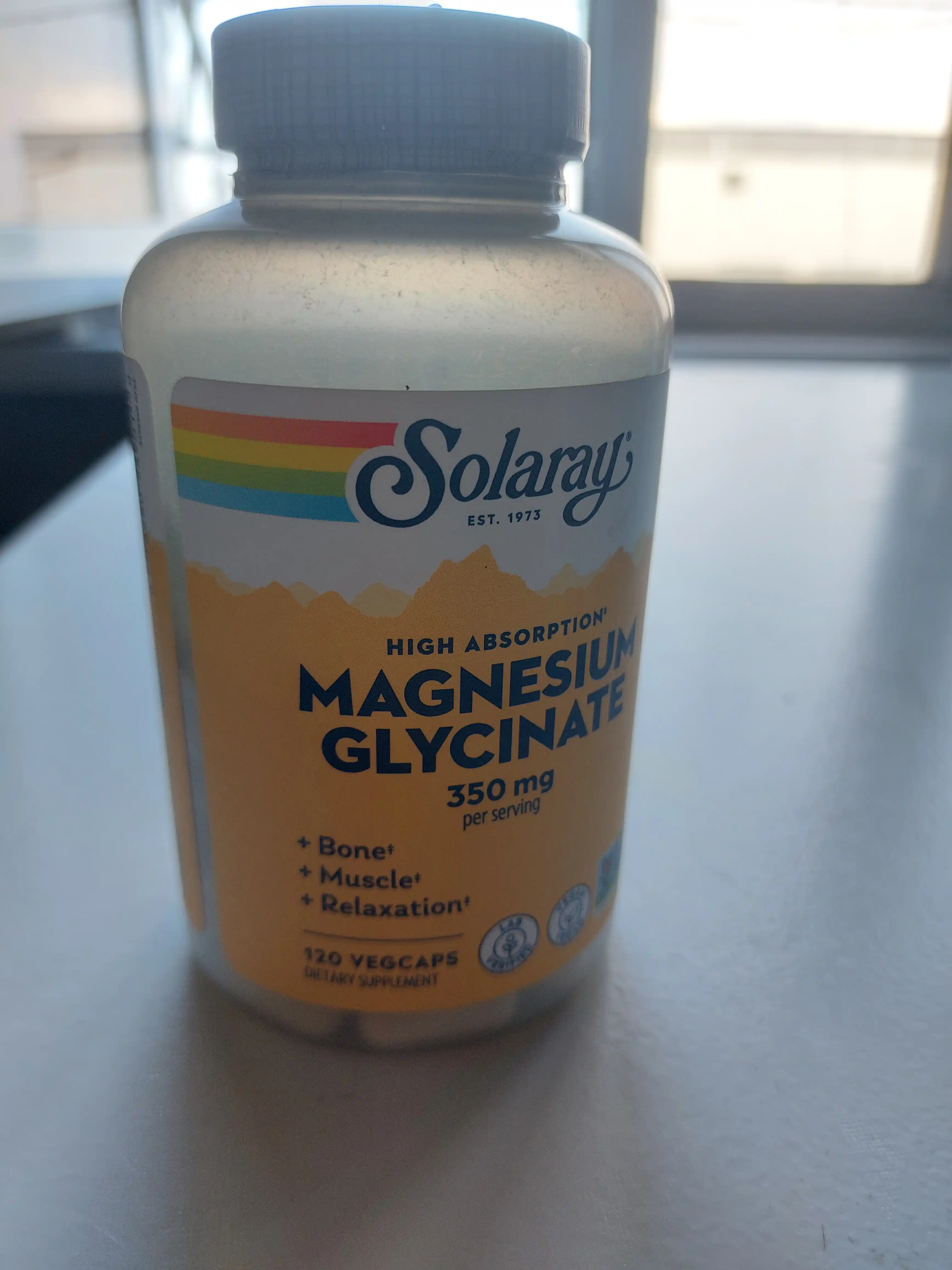 Solaray, Yuqori o‘zlashuvchan magniy glitsinat, AQSH 350 mg, 120 ta o‘simlik kapsulasi