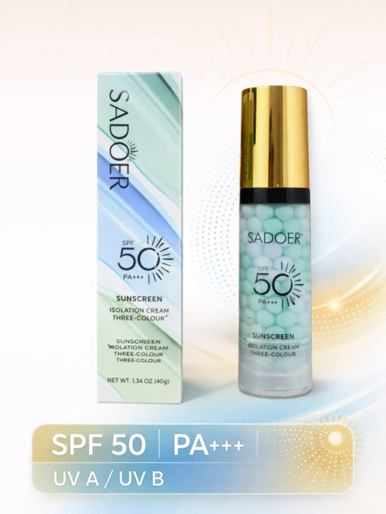 Солнцезащитный крем SADOER SPF 50 PA+++ Three-Colour, 40 г - 