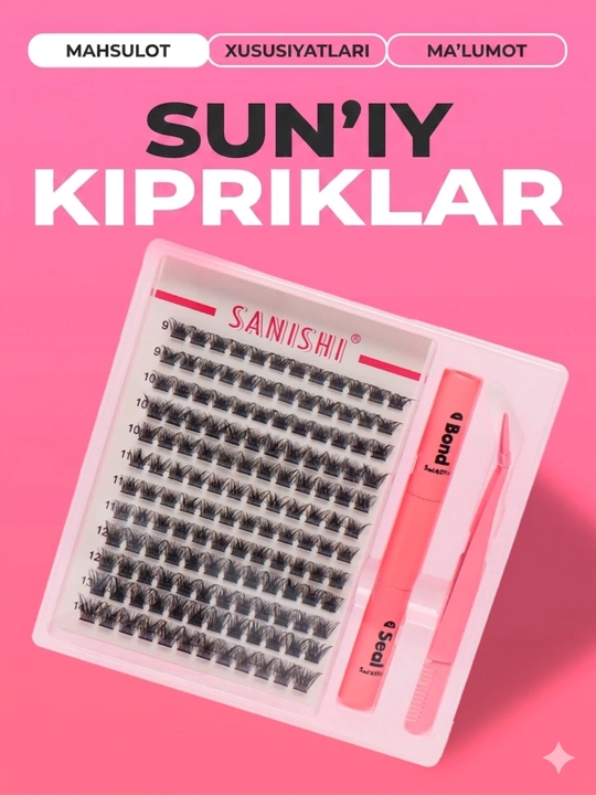 Qo‘yma kipriklar, kiprik tutamlari tutamli kipriklar, o‘stirish uchun kipriklar, qo‘yma kipriklar
