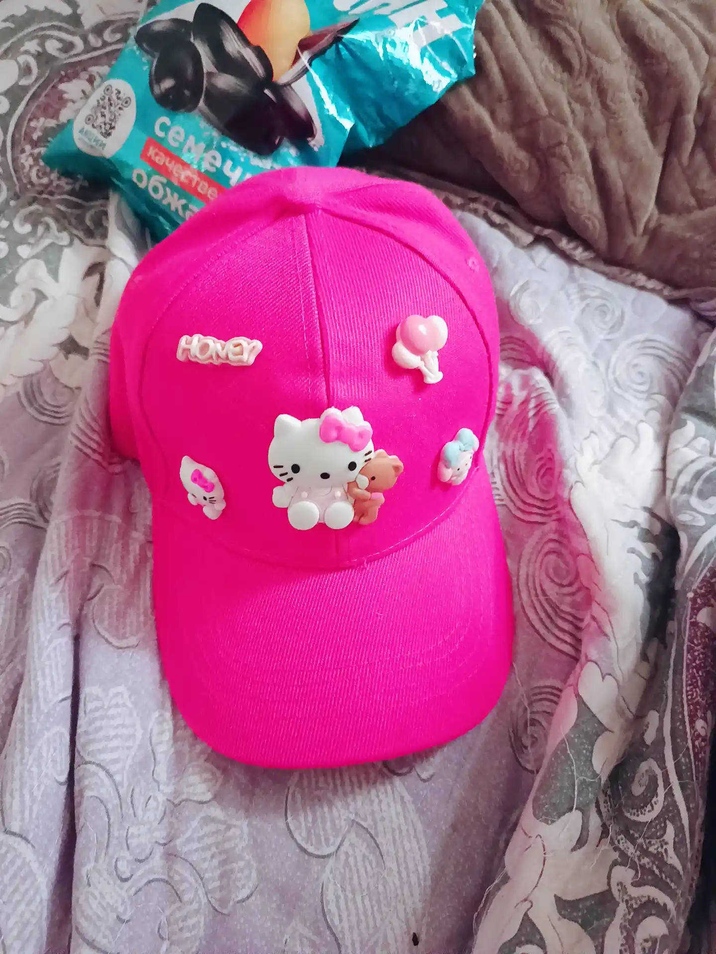 Hello Kitty bolalar kepkasi,3D-printerda chop etilgan bosh kiyimi,beysbol kepkasi,standart