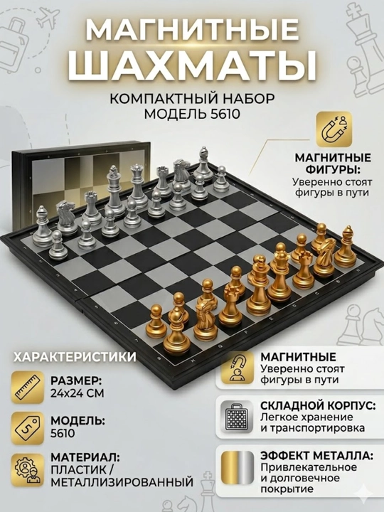 Магнитный шахматный набор 24х24 см - 