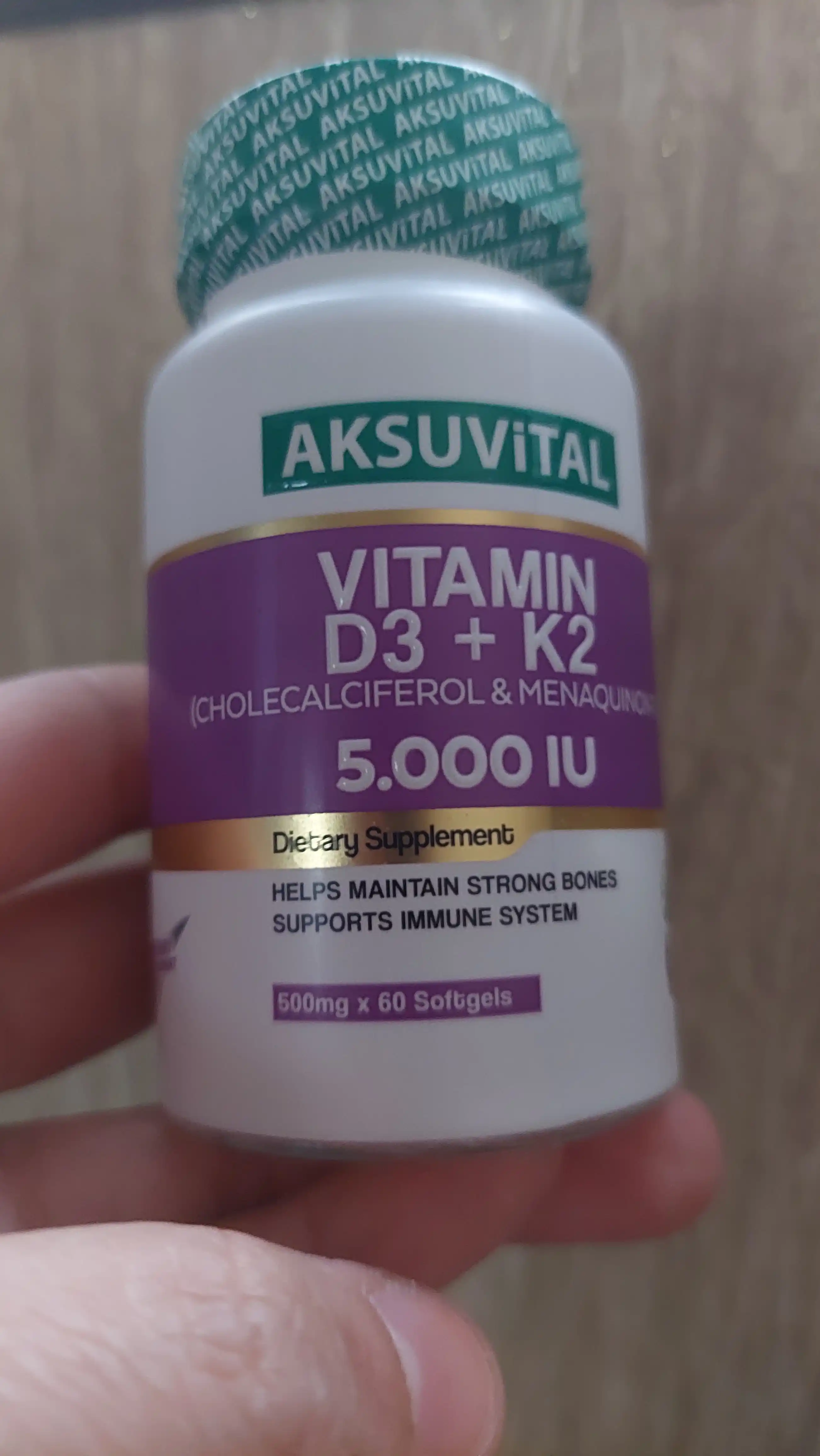 Shiffa Home D3 + K2 (5000 IU), biologik faol qo‘shimcha, 60 yumshoq kapsula (500 mg)