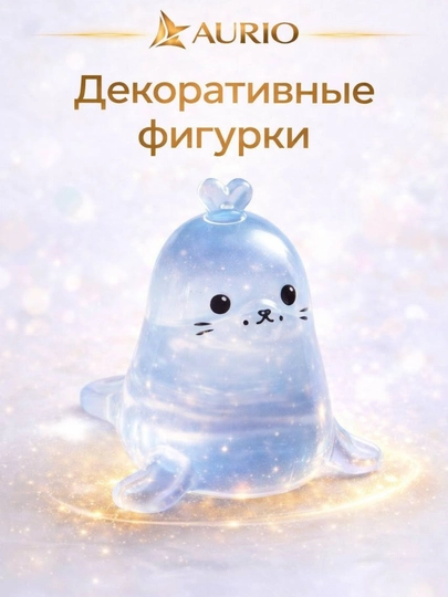 Милые фигурки морских котиков декоративные прозрачные мини статуэтки подарок — MRK-МОРСКИХКОТОВ-ГОЛУБ