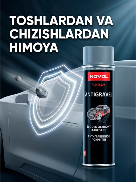 NOVOL SPRAY Antigravel MS antigravel qoplamali aerozol, 500 ml, kulrang