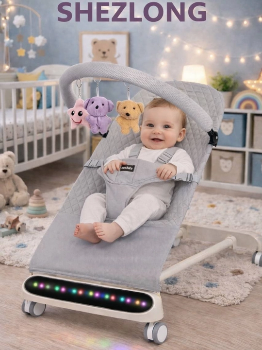 Детский шезлонг, шезлонг-качалка для малышей с LED панелью и музыкальным сопровождением