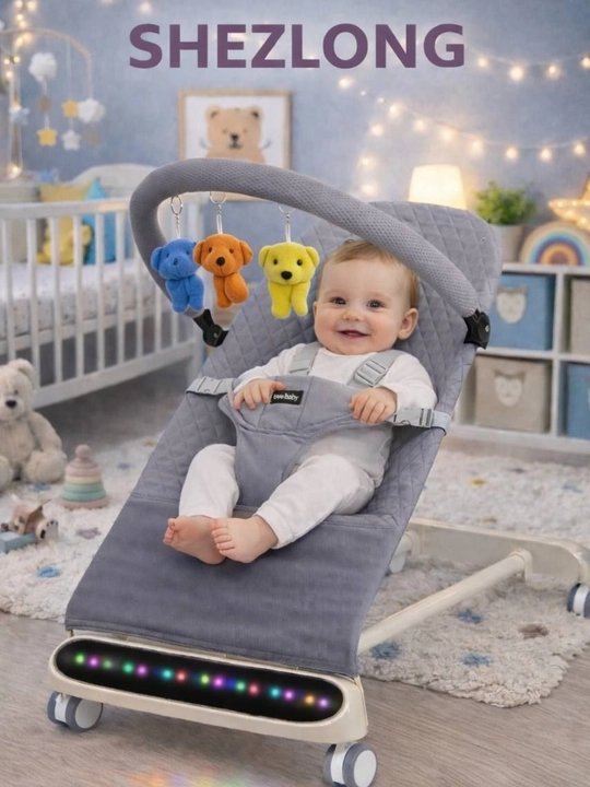 Детский шезлонг, шезлонг-качалка для малышей с LED панелью и музыкальным сопровождением