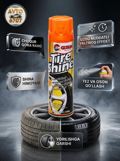 Чернитель шин Tire Shine, спрей для резины с эффектом мокрого блеска и защитой — AVTO670-CARWASH