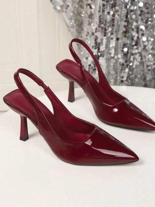 Ayollar uchun tor uchli 8 sm uzunlikdagi stiletto sandallari, eko-charm, zamonaviy, nafis