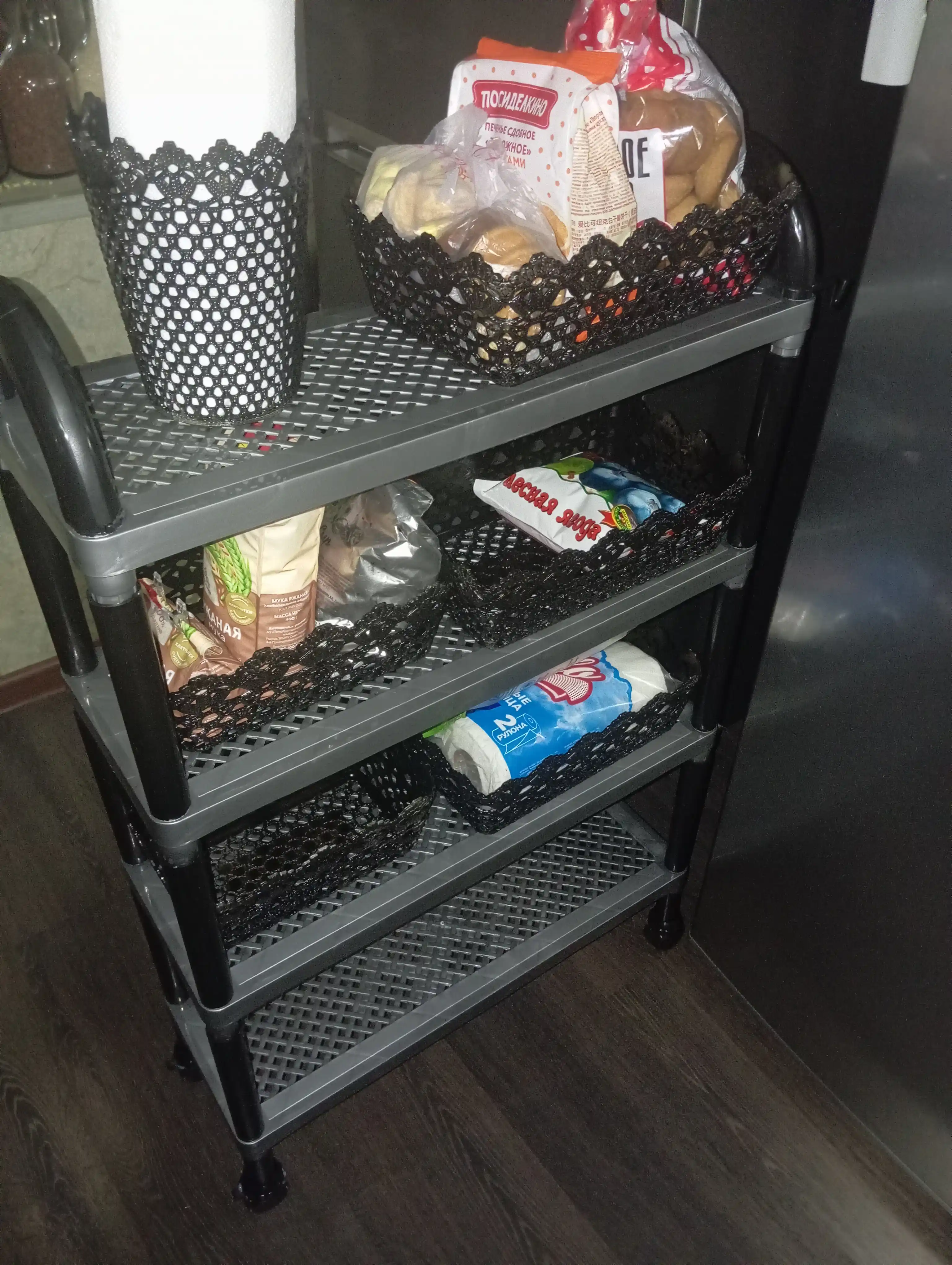 Poyabzal saqlash uchun ilgakli to‘rt qavatli plastik organayzer javoni