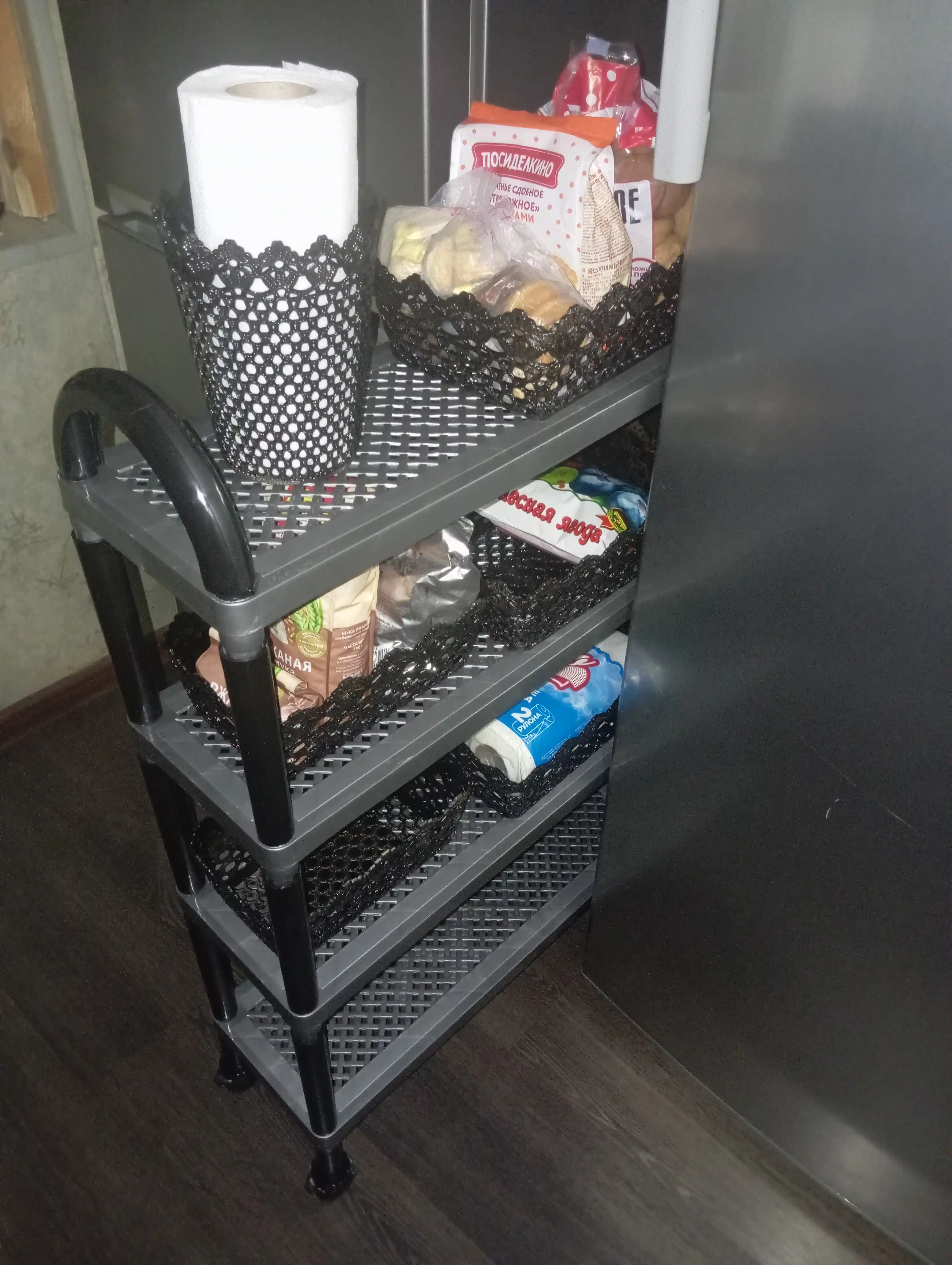 Poyabzal saqlash uchun ilgakli to‘rt qavatli plastik organayzer javoni