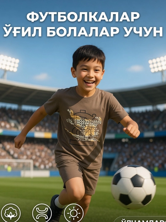 O‘g‘il bolalar futbolkasi – yumshoq va nafas oladigan mato ranglari o‘chmaydi - 