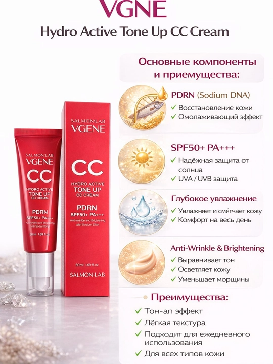 PREMIUM KOREA CC CREAM SPF50+ PA++++, PDRN увлажнение • сияние • идеальный тон кожи