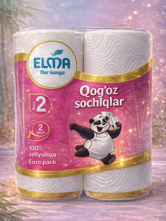 Elma qog‘oz sochiqlar, 2 qatlamli, 2 o‘ramli - mustahkam, yumshoq, ishonchli va mos tanlov - 