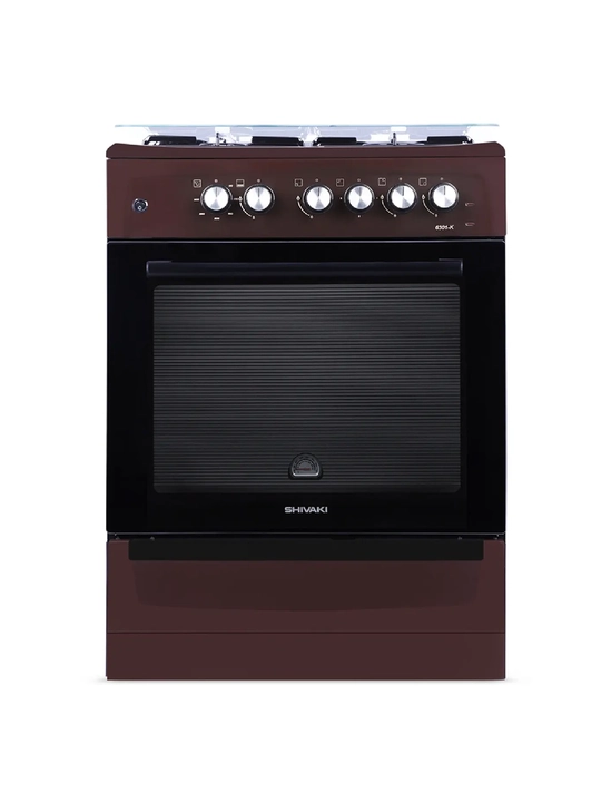 Газовая плита Shivaki 6301 KP комбинированная, 4 конфорки, газ-контроль, коричневая - 