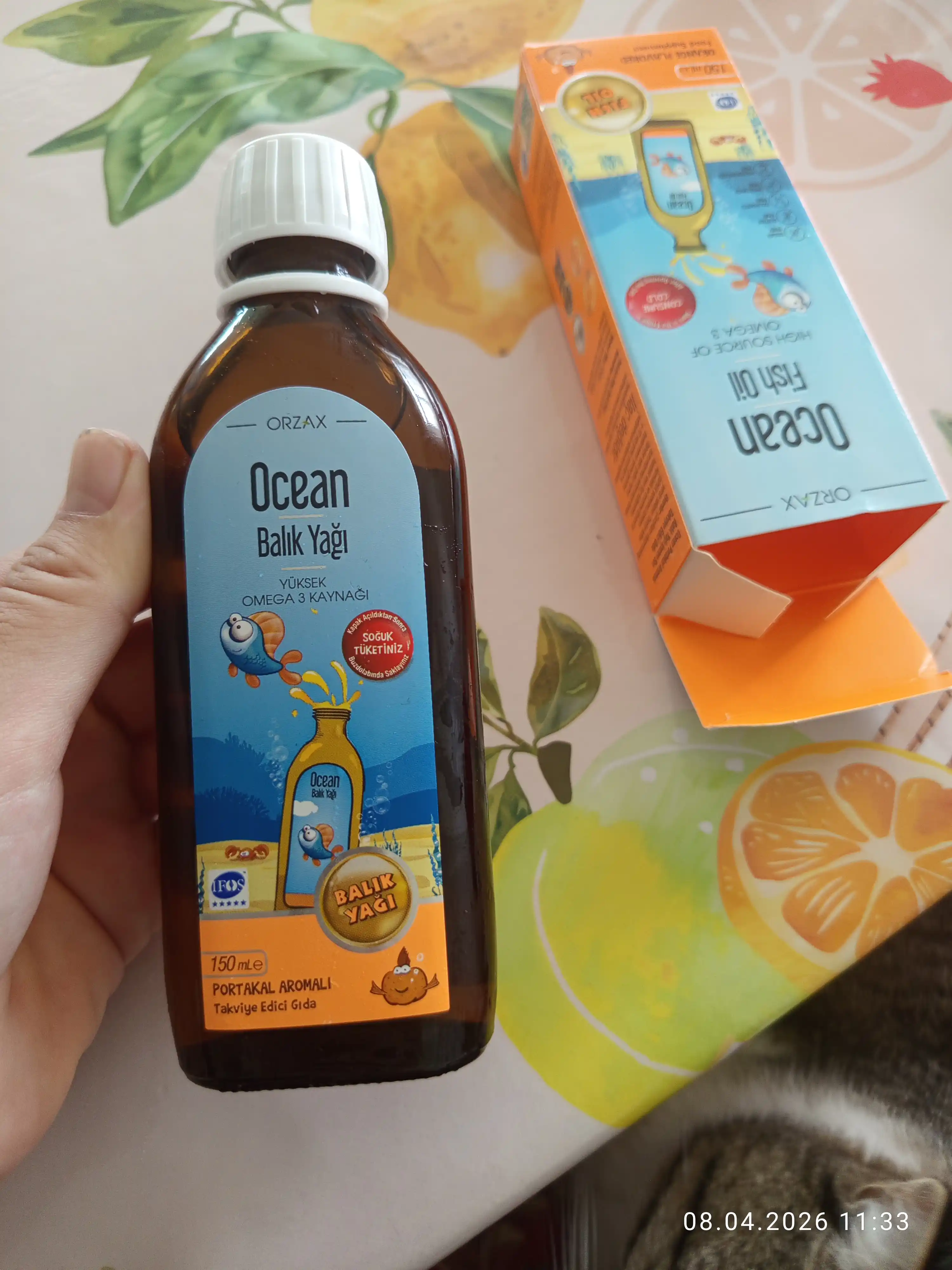 ORZAX Oсean Fish Oil Baliq yog'i siropi Omega 3, 150 ml