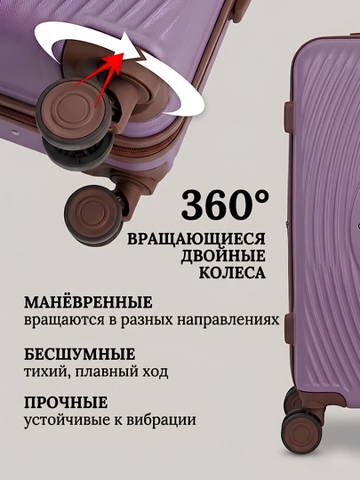 Sayohat chamadoni S+M+L, kodli qulfli, polipropilen, 360° g'ildirakli