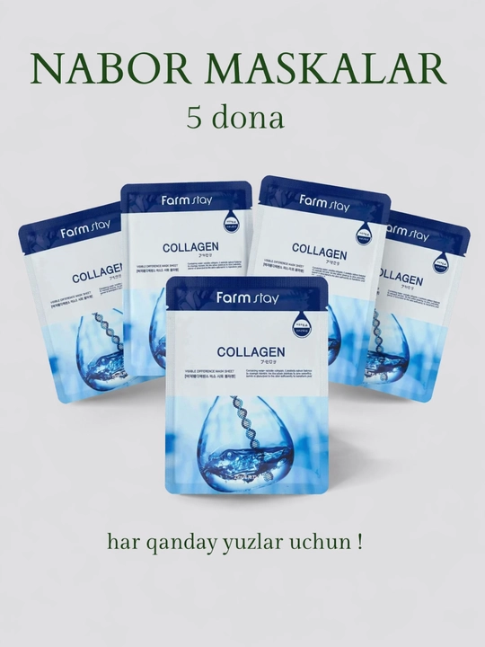 Yuz uchun 10, 5 niqob to‘plami - aloe, guruch, kollagen, avokado, namlash va parvarishlash