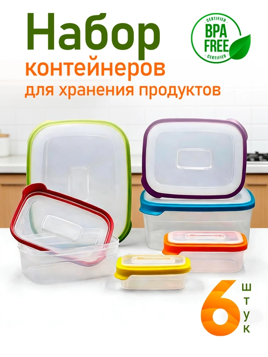 FreshBox Color – набор контейнеров для хранения (6 шт.) - 