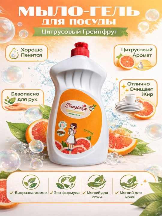 Idish yuvish uchun suyuq sovun-gel Greypfrut aromati 500 ml - 