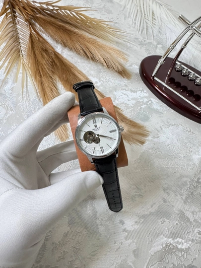 Rolex мужские наручные часы, классический дизайн,механический механизм,ремешок из эко-кожи — BRANDLU-ROLEMECCHARMAYLANA-БЕЛЫЙ